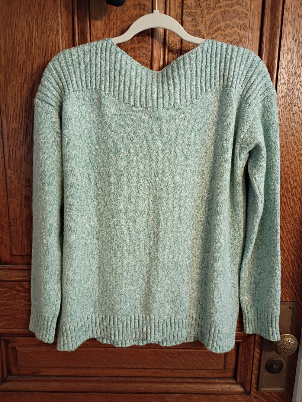 Cozy Rib-Trim Boatneck Sweater - Light Mint Green, NWT, Medium - Picture 7 of 8